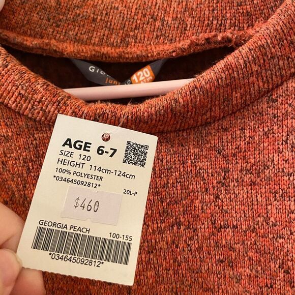 Giordano Junior Girls Georgia Peach Sweater Puffer Dress Size 120 6-7 Years NWT - Picture 8 of 9